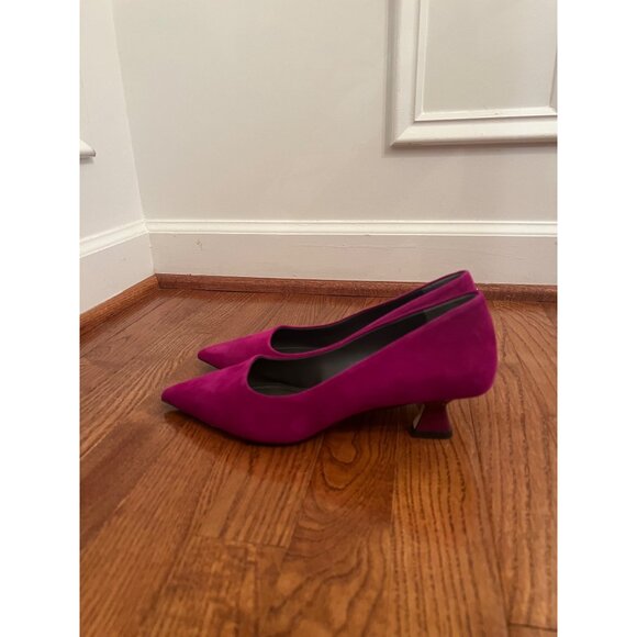 Franco Sarto Diva Pointed Toe Kitten Heel Pump Raspberry Pink Suede Sz 7.5 - Picture 7 of 8